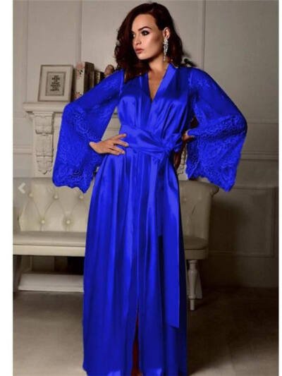 Stylish Sexy Summer Lingerie Womens Silk Robe Dress Pajama