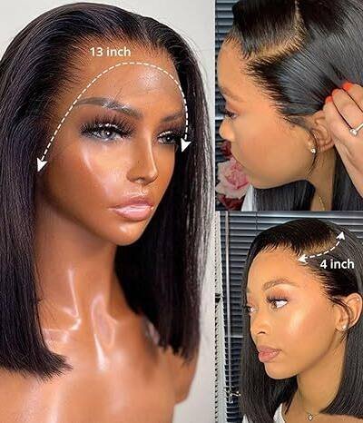 13x4 Lace Front Straight Bob Wig, Human Hair