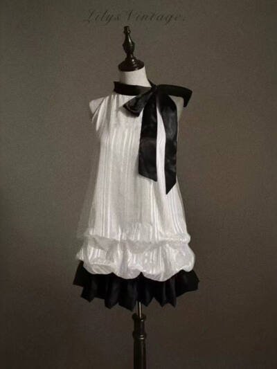 Halterneck Flower Bud Bow Patchwork Dress