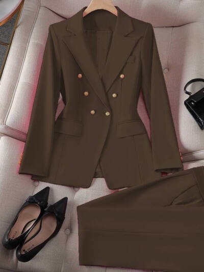 Korean Casual Design Blouse Trouser Suit