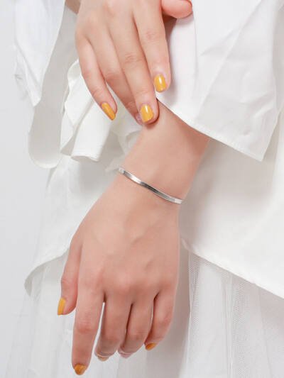 S925 Sterling Silver Bracelet Flat Snake Bone