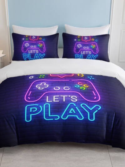 Gaming Duvet Cover Set Twin Full Queen King Size Video Game Controller Bedding Set, Boys Video Games Comforter Cover With 2 Pillow Shams, Bed Set For Boys Girls Bedroom Decor