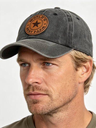 World's Best Papa Baseball Cap - Vintage Washed Cotton Hat For Men, Adjustable Unstructured Trucker Cap, Perfect Gift For Dad Father