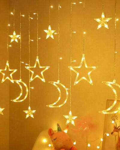 LED Fairy String Window Curtain Lights Star Christmas Xmas Party Home Indoor