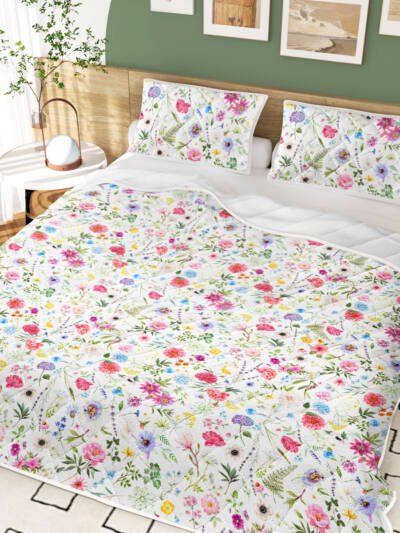 Red Floral Quilt 3 Pieces Microfiber Quilt Sets Lightweight Bedspreads Botanical Coverlets Quilt Bedding Set All Season Quilts Twin Full Queen King Size