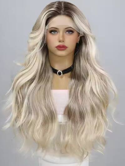 Gold Ombre Wavy Lace Front Wig for Women