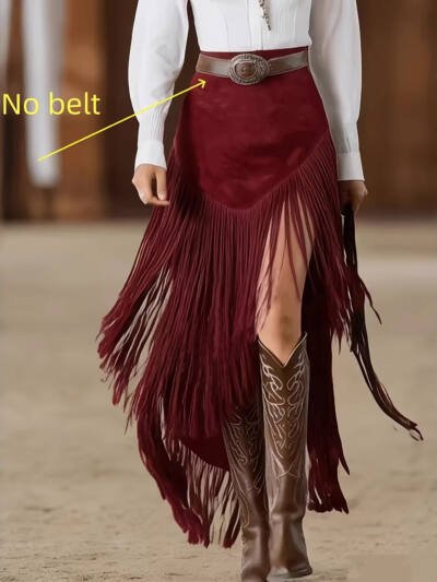 Vintage Fringe Western Womens Asymmetrical Skirt