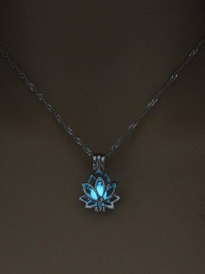 Yoga Lotus Photo Box Luminous Pendant Necklace
