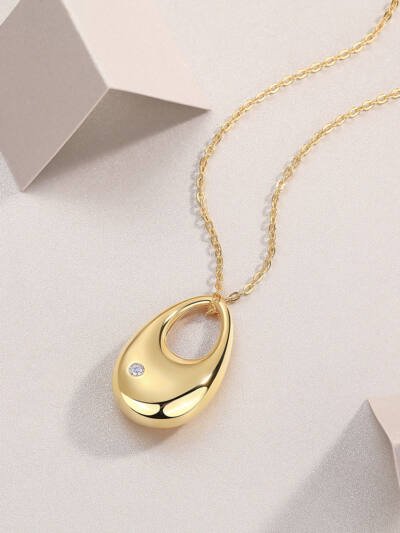 1Evening Love - A Fashionable And Trendy Diamond Pendant Necklace Set With Moissanite S925 Sterling Silver And Gold Plating Prohibit TikTok sales