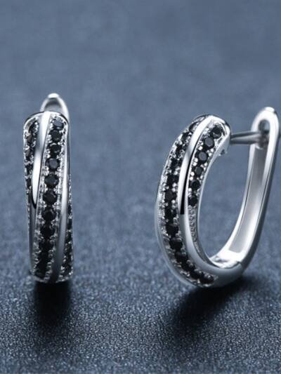 Copper Inlaid Zircon Women's Earrings Popular