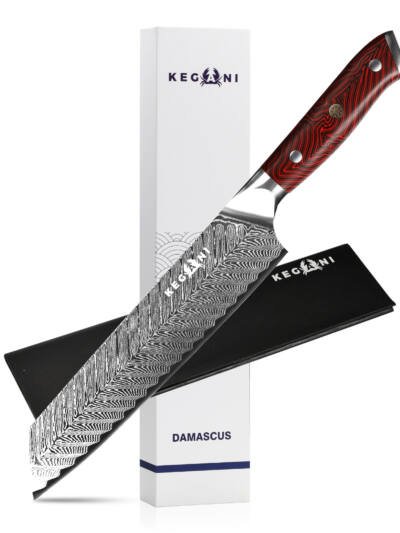 Kegani Meat Cleaver Knife 7 Inch - Damascus 73 Layers AUS-10 Steel Core Butcher Knife - G10 Handle Chinese Knife With Gift Box & Sheath
