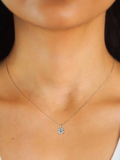 Classic Four-claw Diamond Necklace High-grade 925 Silver Plating 18K Gold Pendant