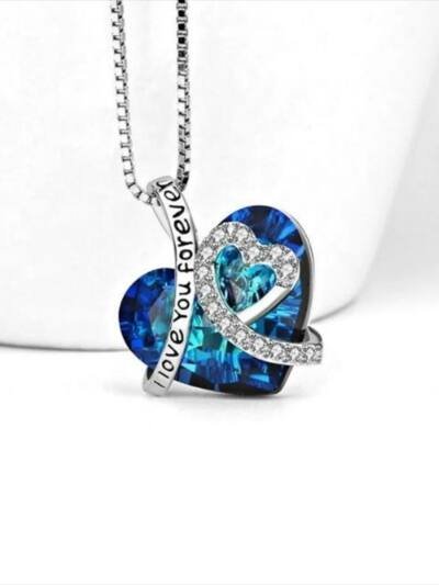 Blue Heart Pendant Necklace - Rich and Translucent Color, Minimalist & Uncomplicated Design, Eye-Catching for Daily Wear