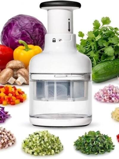 Manual Vegetable, Nut & Garlic Chopper With Container And Lid, Kitchen Food Prep Tool
