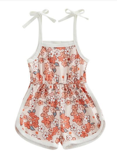 Toddler Baby Girl Clothing,floral Jumpsuit With Tie Up,jumpsuit Baby