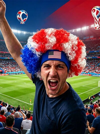 Red White Blue Fan Wig For World Cup,USA World Cup Headband Wig - Ideal For Soccer Enthusiasts, Wig Accessory For Celebrations