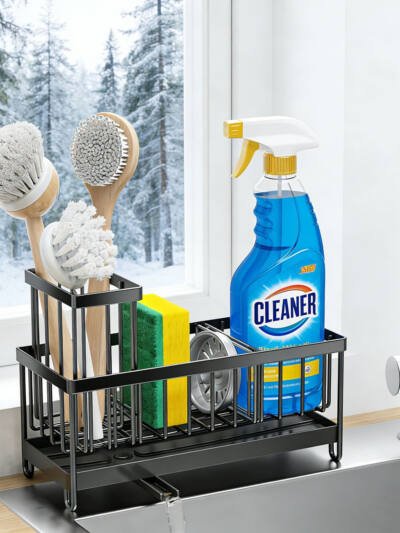 Kitchen Sink Rack Sponge Holder Soap Dish Drain Storage Organizer Brush Holder