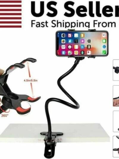 Universal Lazy Mobile Phone Gooseneck Stand Holder Flexible Bed Desk Table Clip