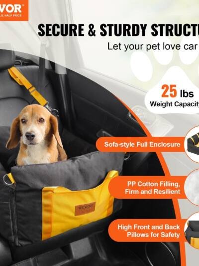VEVOR Dog Booster Car Seat Pet Car Seat For Small Dog Up To 25lbs Black