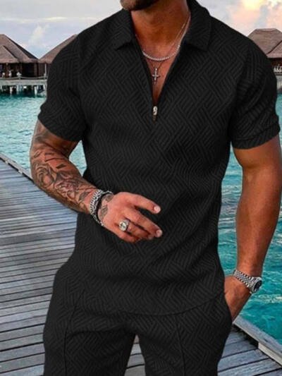 Casual Men's European And American Fashion Men's Polo Shirt Suit