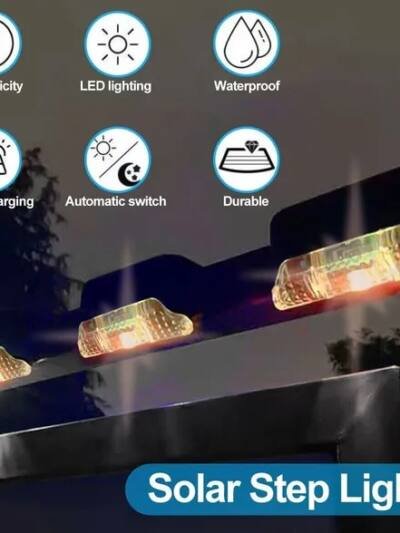 8 Pack New Solar Deck Lights Outdoor Waterproof LED Steps Lamps For Stairs Fence