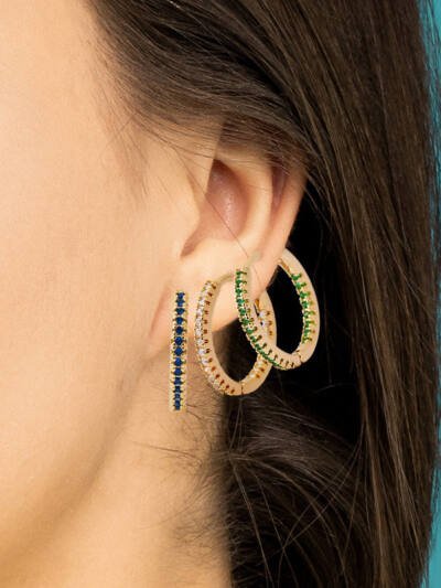Circle Female Earrings Ear Clip Multicolor Zircon Elegant