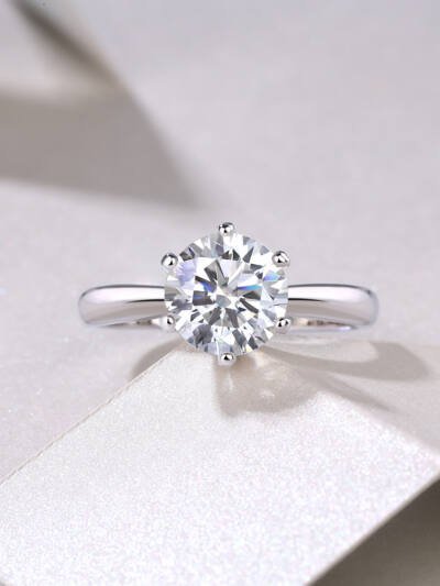 Classic Six-prong Mossan Diamond Silver Open Ring And Fixed Ring Prohibit TikTok sales