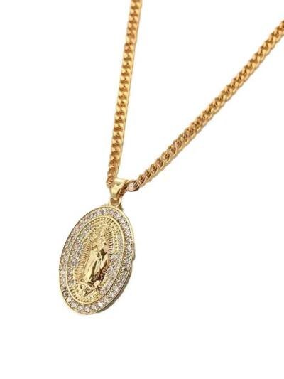 Vintage Men's Virgin Mary Zircon Pendant Necklace,Versatile For Multiple Occasions,Perfect Gift For Mother's Day, Teacher Appreciation Day And Graduation