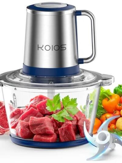 KOIOS Electric Food Chopper Processor Vegetables Meat Grinder Mixer 2L Glass Clear Bowl