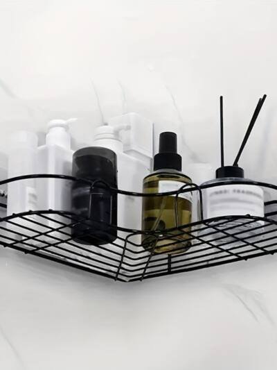 1pc Wall Mounted Bathroom Shelf, Shower Caddy Rack, No Punching Triangle Storage Rack For Bathroom Kitchen, Bathroom Accessories