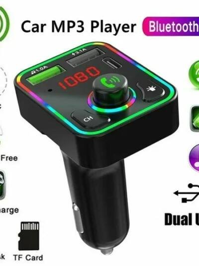 Bluetooth 5.0 Car FM Transmitter with Fast Charging, 2-Pack