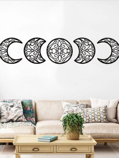Crescent Moon Wall Art Set Of 5, Islamic Home Decor