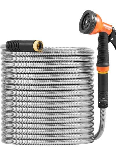 Metal Garden Hose 75 Ft, Rust Proof Stainless Steel Water Hose, Heavy Duty Backyard Hose With 10 Function Nozzle, No-Kink & Flexible Water Pipe, Lightweight Metal Hose For Yard, Outdoor
