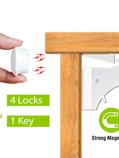 4Pcs Magnetic Cabinet Locks Child Safety Drawer Locks Adhesive Baby Proof Cabinets Latches Kit