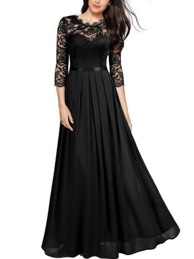 Dress chiffon stitching lace dress bridesmaid