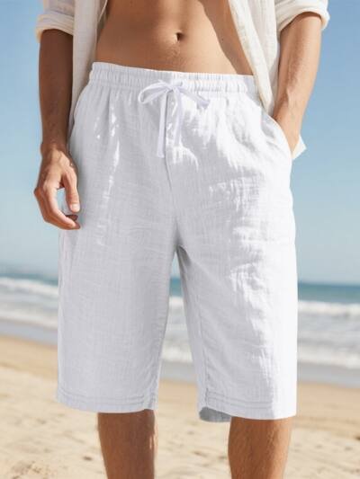 Men's Linen Drawstring Casual Shorts