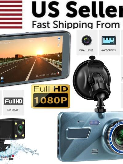 HD 1080P Car Dual Lens Dash Cam 4" DVR Recorder Front & Rear Camera Night Vision