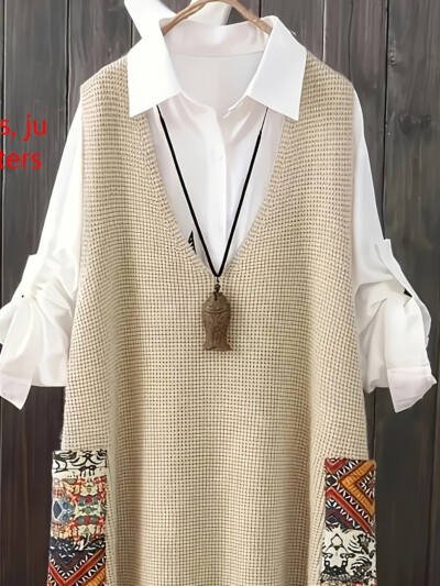 Women's Knitted Vest Loose V-neck