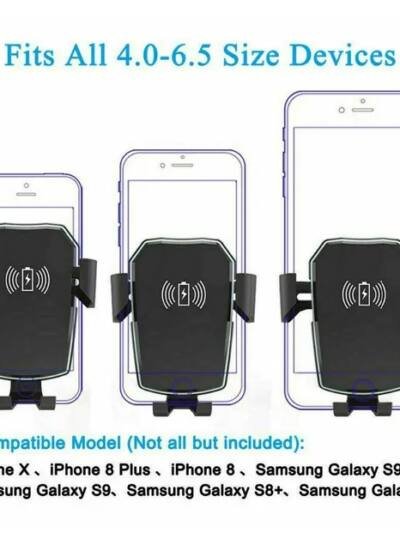 Qi Wireless Fast Charging Car Charger Mount Holder Stand 2 In 1 For Cell Phone