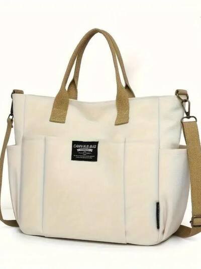 Only Self Pickup---Multi Pocket Tote Bag For Women, Retro Canvas
