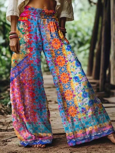 Women's Bohemian Vacation Loose Wide-leg Pants