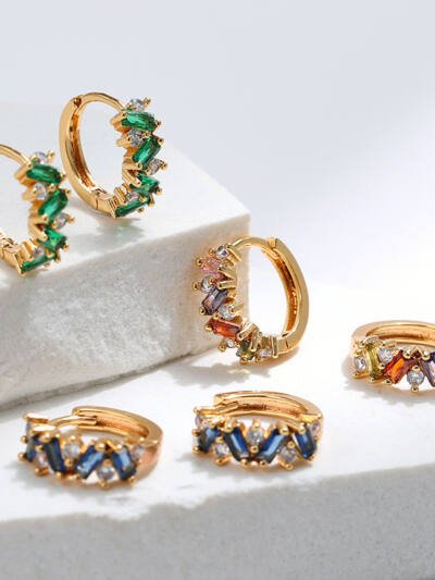 Leaf Inlaid Zircon Emerald Temperament Ear Clip Special-interest Design