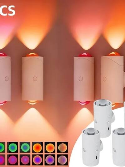 4pcs Rechargeable LED Night Light Wall Lamp Commercial StrobeLight Multi-color Mode Dimmable Indoor Light Magnetic StepLight For Entryway Bedside Desk Closet Bedside Lamp