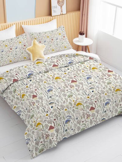 3 Pieces Mushroom Decoration Comforter Set Soft Bedding Set For Home Bedroom Decor Twin Full Queen King Size