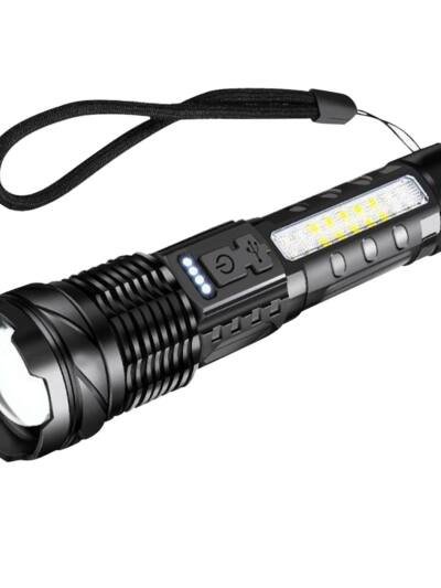 Rechargeable LED Flashlight Tactical Torch Police Super Bright Work Light Camping Lamp Modes USB Charging
