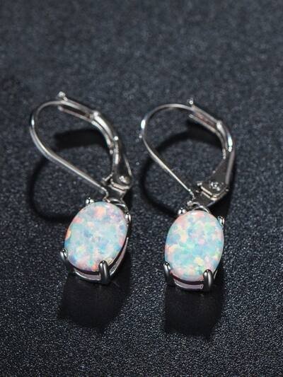 Four-claw Oval Opal Earrings European And American Ornament