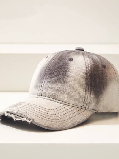 Distressed Gradient Denim Baseball Cap