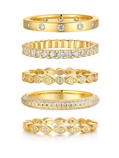 1Starlight Golden Melody - Fashionable Men And Women Ring And Ring Jewelry Set With Moissanite S925 Sterling Silver And Gold-plated Diamond Prohibit Tk Sales