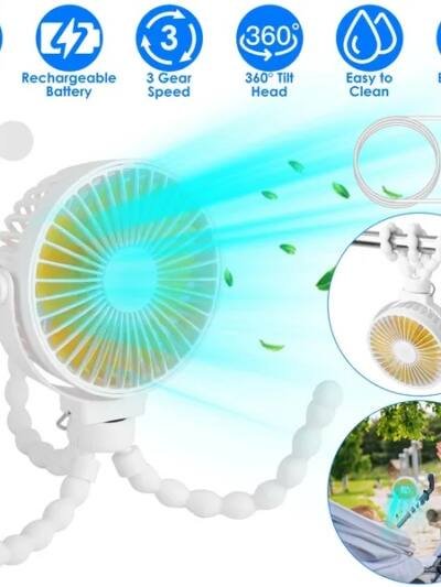 Rechargeable Stroller Fan with Flexible Tripod Clip