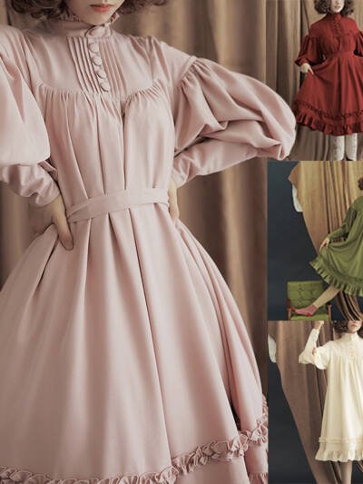 Long Sleeve Lolita Princess Dress Button Lace